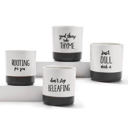 Pot, 4in, Ceramic, Garden Sentiment, 4 Assorted