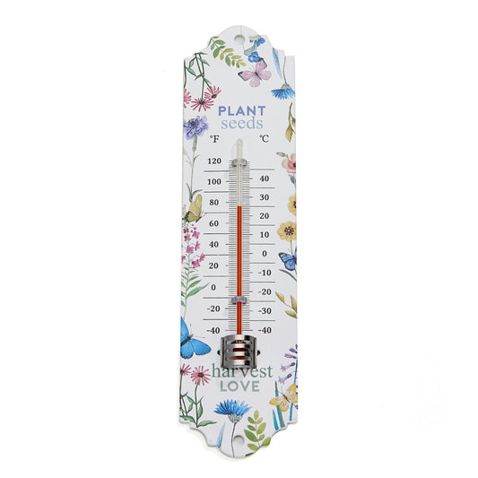 Metal Floral Print Thermometer, 2 Assorted - Floral Acres Greenhouse & Garden Centre