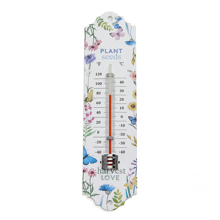 Metal Floral Print Thermometer, 2 Assorted - Floral Acres Greenhouse & Garden Centre