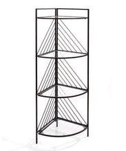 Load image into Gallery viewer, Metal 4-Tier Corner Rack with Glass Shelves, Black - Floral Acres Greenhouse &amp; Garden Centre
