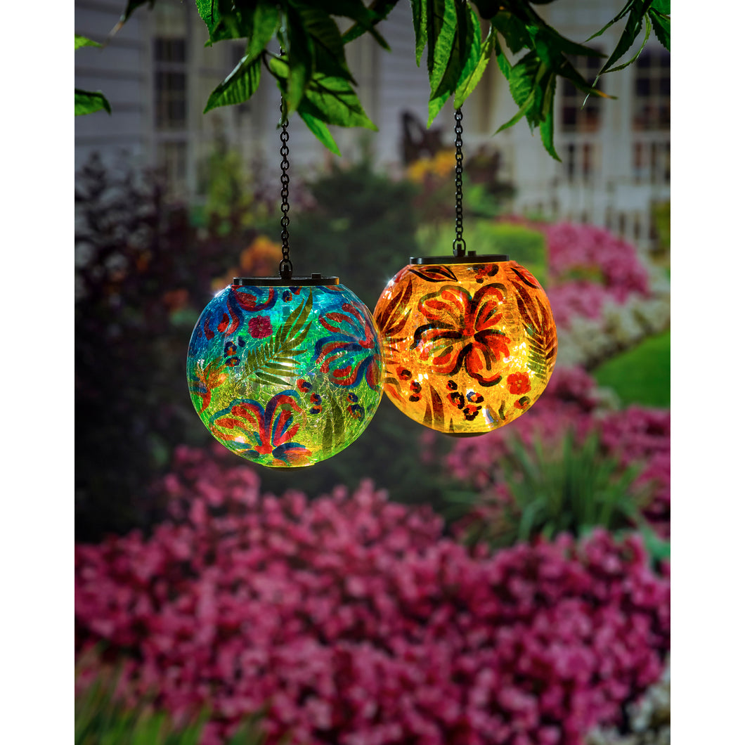 Solar Crackle Glass Globe, Botanical Brights, Asst - Floral Acres Greenhouse & Garden Centre