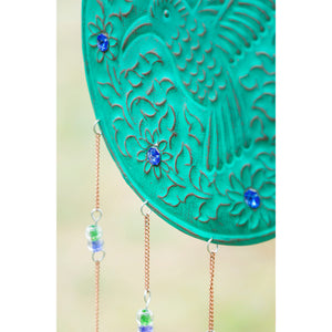Blue Patina Embossed Metal Hummingbird Wind Chime - Floral Acres Greenhouse & Garden Centre