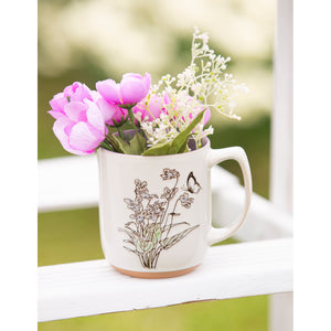 Ceramic Mug, Butterfly & Flower, 16oz, 2 Assorted - Floral Acres Greenhouse & Garden Centre