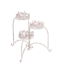 Load image into Gallery viewer, 3 Tier Collapsible Plant Stand, White Botanical - Floral Acres Greenhouse &amp; Garden Centre
