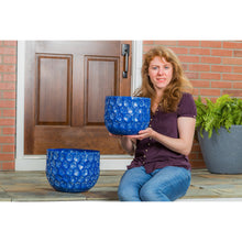 Load image into Gallery viewer, Planter, Embossed Honeycomb, Dark Blue, 10in - Floral Acres Greenhouse &amp; Garden Centre
