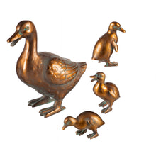 Load image into Gallery viewer, Bronze Polystone Duck Family Garden Statue, Baby - Floral Acres Greenhouse &amp; Garden Centre
