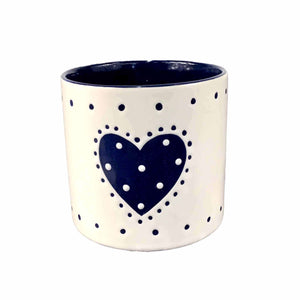 Pot, 4in, Ceramic, Country Heart, Blue - Floral Acres Greenhouse & Garden Centre