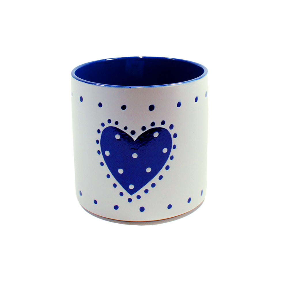 Pot, 5in, Ceramic, Country Heart, Blue - Floral Acres Greenhouse & Garden Centre
