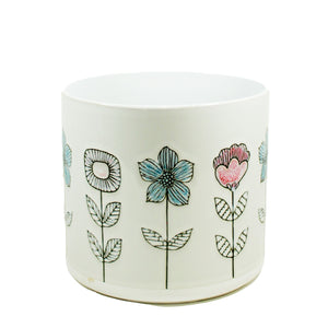 Pot, 6in, Ceramic, Bobby Garden Floral, White - Floral Acres Greenhouse & Garden Centre