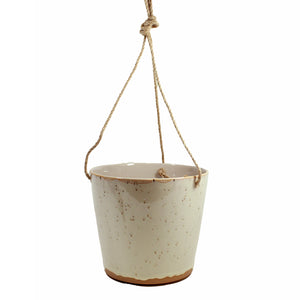 Pot, 6in, Ceramic, Black Speckle, Ivory, Hanging - Floral Acres Greenhouse & Garden Centre