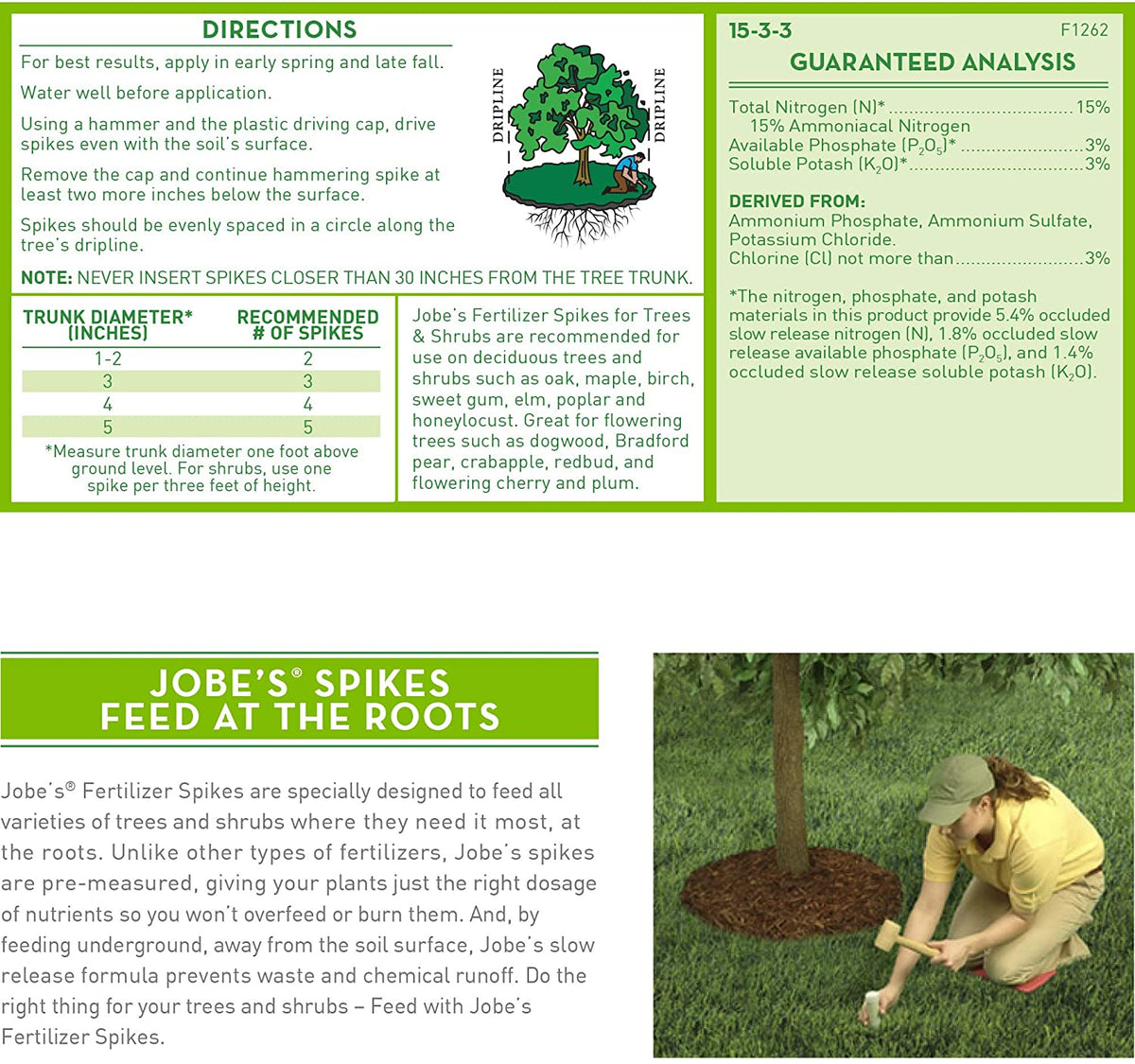 Jobe's Tree & Shrub Fertilizer Spike [15-3-3], 9pk - Floral Acres Greenhouse & Garden Centre