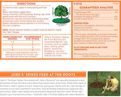 Jobe's Fruit/Citrus Fertilizer Spike [11-3-4], 9pk - Floral Acres Greenhouse & Garden Centre