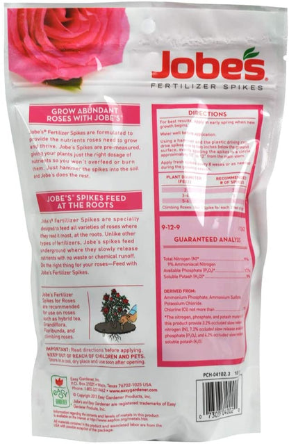Jobe's Rose Fertilizer Spike [9-12-9], 10pk - Floral Acres Greenhouse & Garden Centre