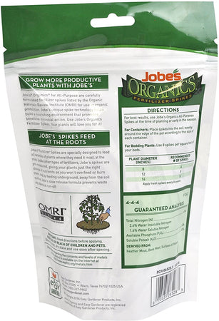 Jobe's Organic All Purpose Spike [4-4-4], 50pk - Floral Acres Greenhouse & Garden Centre