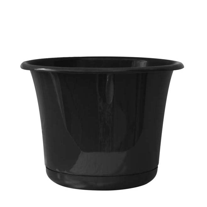 Planter, 8in, Expressions with Saucer, Black