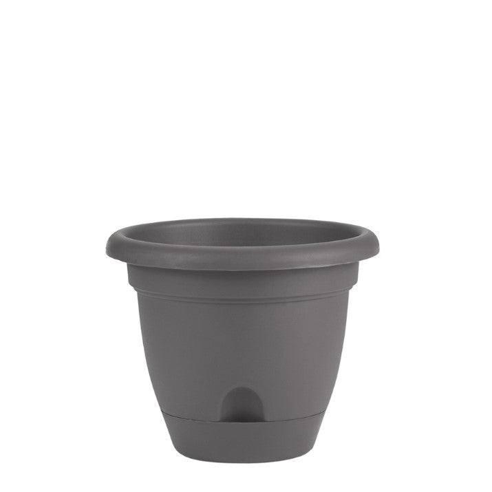 Planter, 6in, Lucca Self-Watering, Charcoal - Floral Acres Greenhouse & Garden Centre