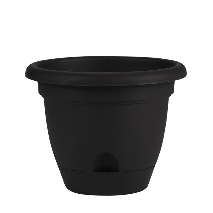 Planter, 8in, Lucca Self-Watering, Black - Floral Acres Greenhouse & Garden Centre