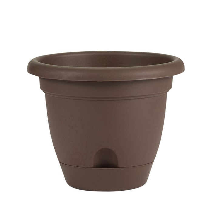 Planter, 8in, Lucca Self-Watering, Chocolate - Floral Acres Greenhouse & Garden Centre