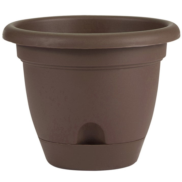 Planter, 12in, Lucca Self-Watering, Chocolate - Floral Acres Greenhouse & Garden Centre