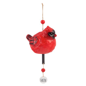 Portly Cardinal Ceramic Wind Chime, 5in - Floral Acres Greenhouse & Garden Centre