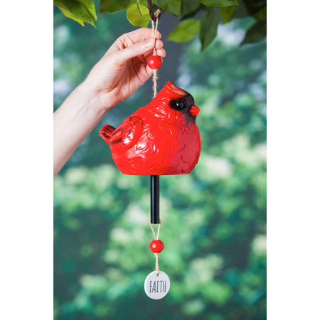 Portly Cardinal Ceramic Wind Chime, 5in - Floral Acres Greenhouse & Garden Centre