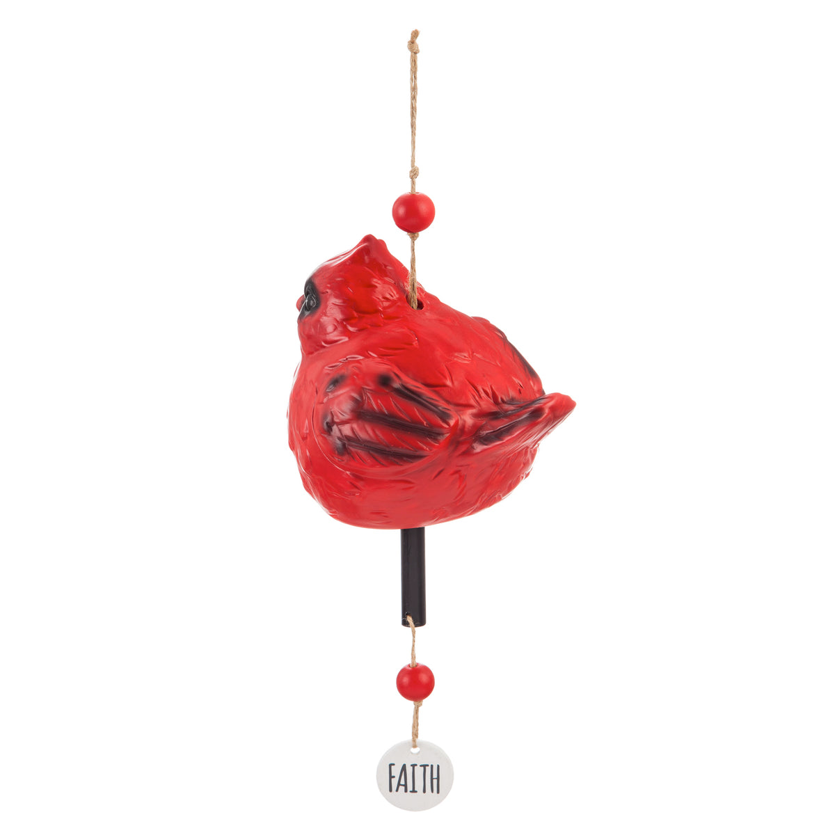 Portly Cardinal Ceramic Wind Chime, 5in - Floral Acres Greenhouse & Garden Centre