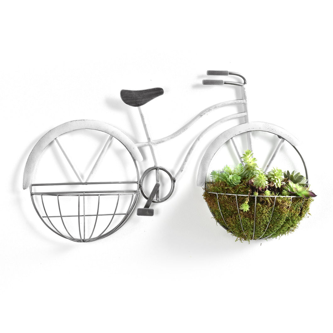 Metal Bicycle Wall Planter, White - Floral Acres Greenhouse & Garden Centre