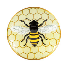 Load image into Gallery viewer, Embossed Glass Bird Bath, Yellow Bee, 18in - Floral Acres Greenhouse &amp; Garden Centre
