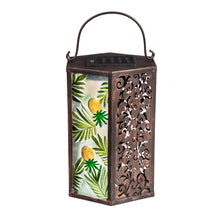 Load image into Gallery viewer, Hand Painted Solar Glass/Metal Lantern, Pineapple - Floral Acres Greenhouse &amp; Garden Centre
