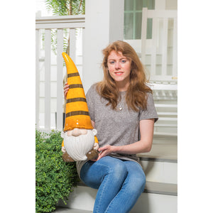 Bumble Bee Gnome Statue with Striped Hat, 24in - Floral Acres Greenhouse & Garden Centre