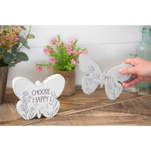 Wood Floral Butterfly with Sentiment, 2 Assorted - Floral Acres Greenhouse & Garden Centre