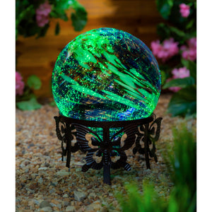 Glow in the Dark Gazing Ball, 10in, Blue/Green - Floral Acres Greenhouse & Garden Centre