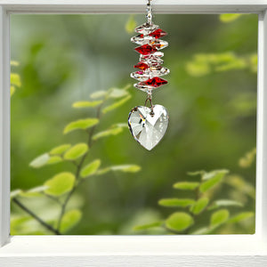Crystal Heart Cascade Suncatcher, Ruby - Floral Acres Greenhouse & Garden Centre