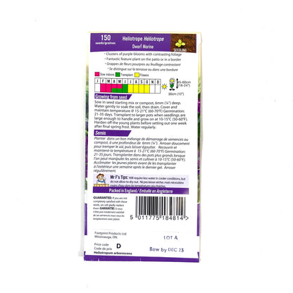 Heliotrope - Dwarf Marine Seeds, Mr Fothergill's - Floral Acres Greenhouse & Garden Centre