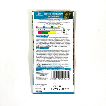 Hollyhock - Chaters Double Seeds, Mr Fothergill's - Floral Acres Greenhouse & Garden Centre