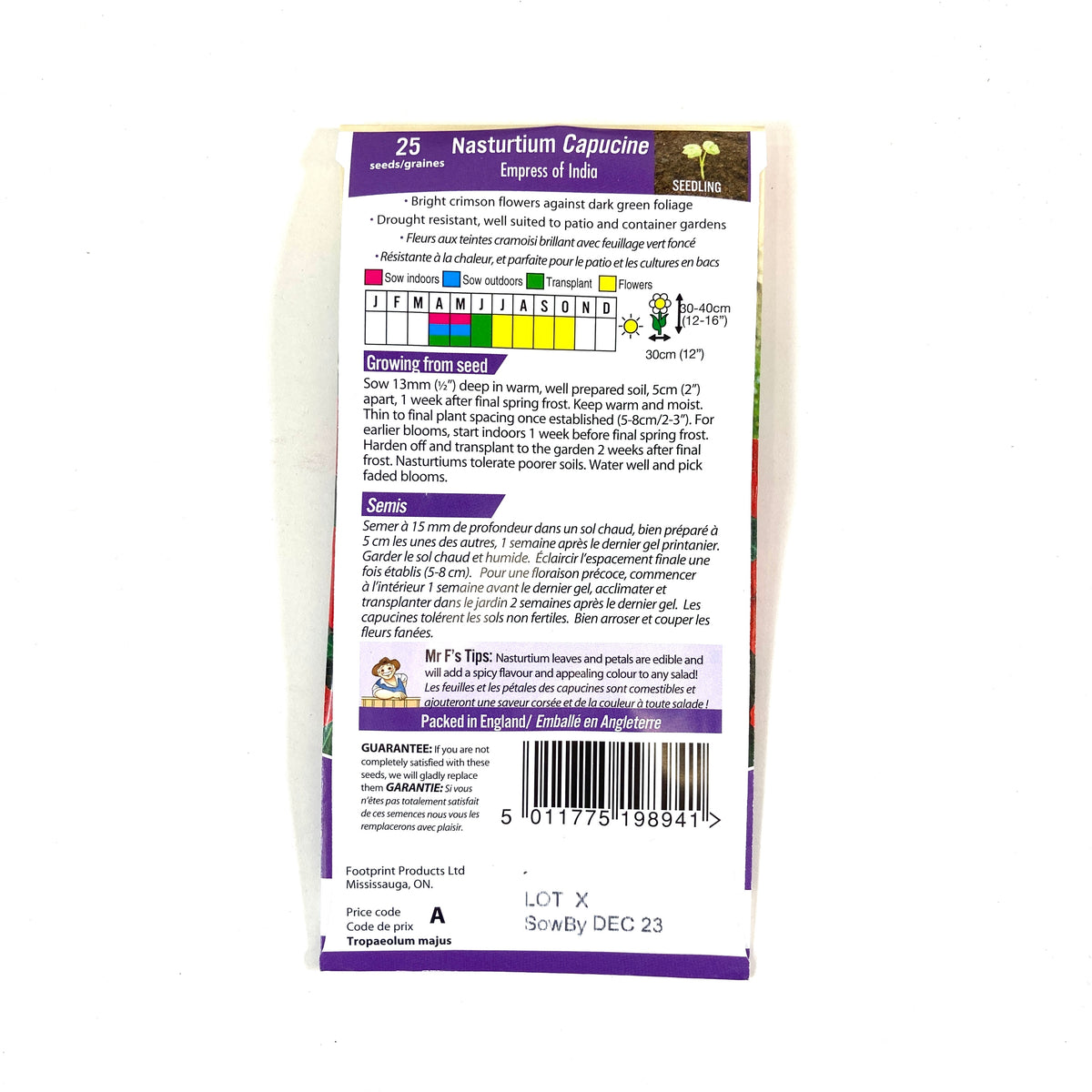 Nasturtium - Empress India Seeds, Mr Fothergill's - Floral Acres Greenhouse & Garden Centre