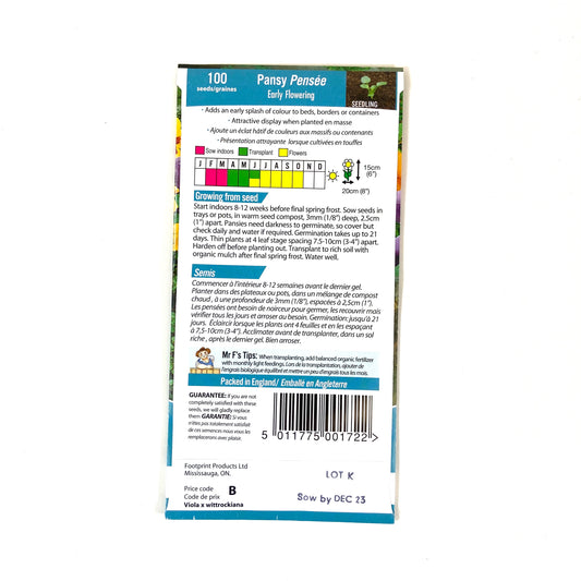 Pansy - Early Flowering Seeds, Mr Fothergill's - Floral Acres Greenhouse & Garden Centre