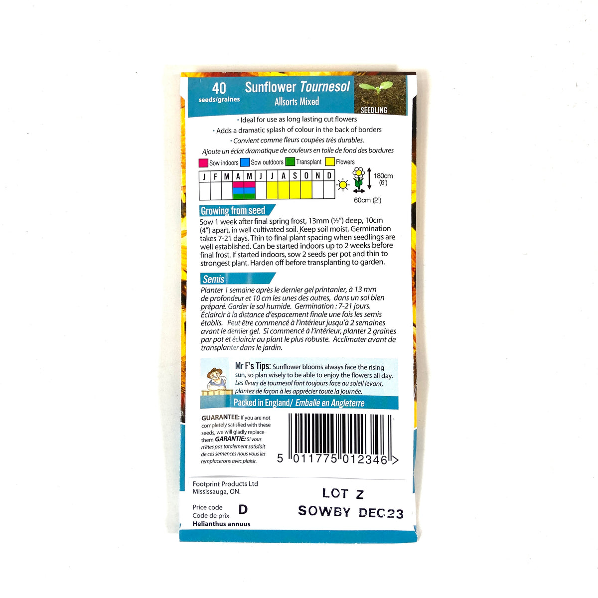 Sunflower - Allsorts Mix Seeds, Mr Fothergill's - Floral Acres Greenhouse & Garden Centre