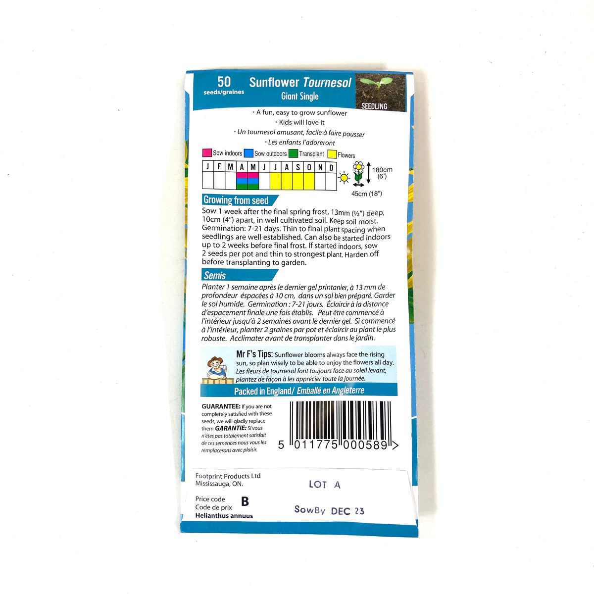 Sunflower - Giant Single Seeds, Mr Fothergill's - Floral Acres Greenhouse & Garden Centre