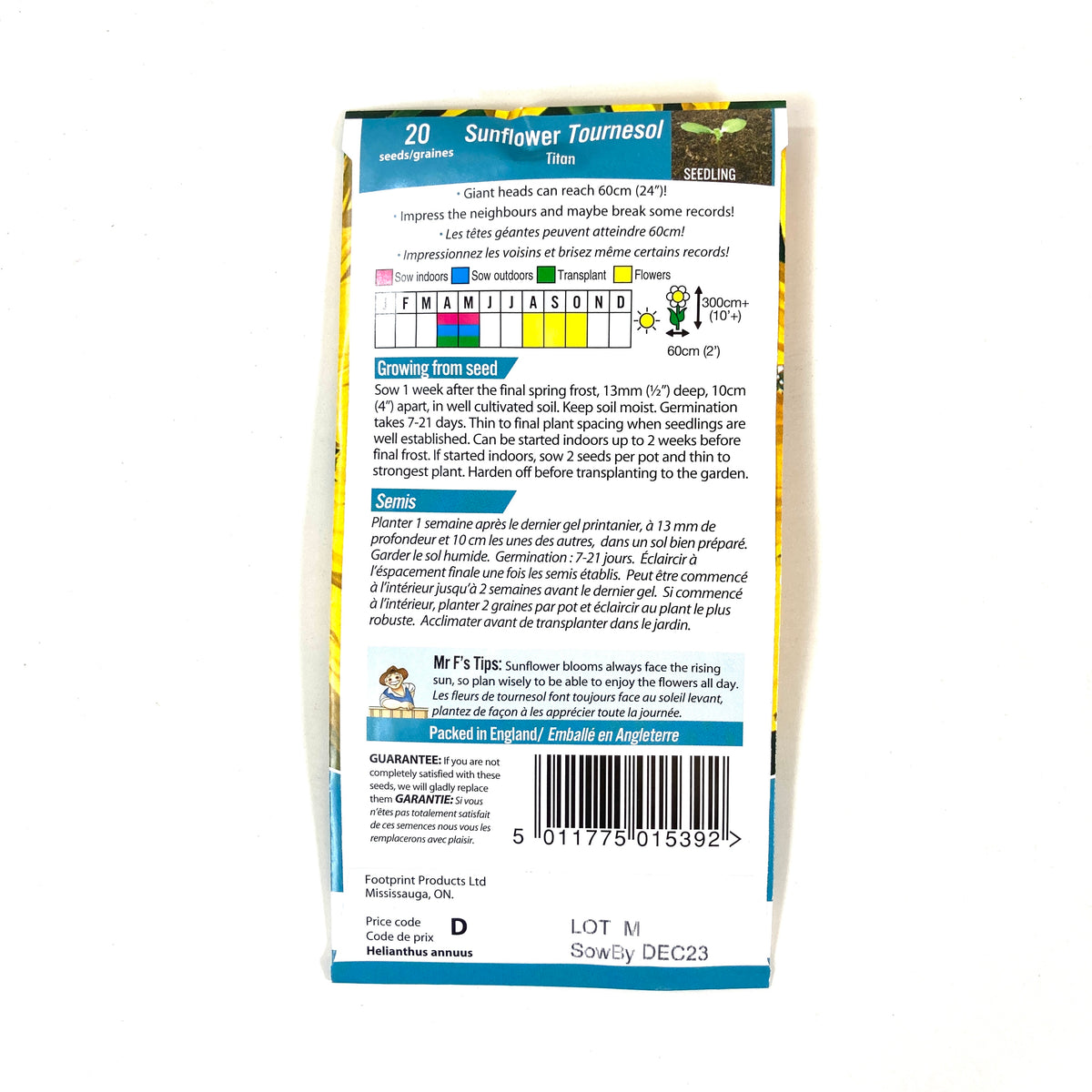 Sunflower - Titan Seeds, Mr Fothergill's - Floral Acres Greenhouse & Garden Centre