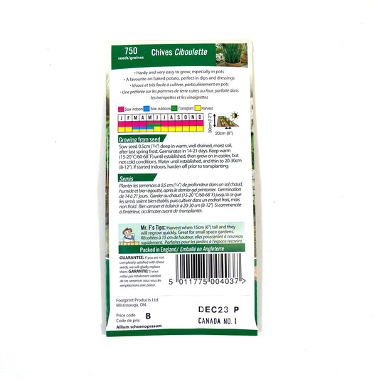 Chives Seeds, Mr Fothergill's - Floral Acres Greenhouse & Garden Centre