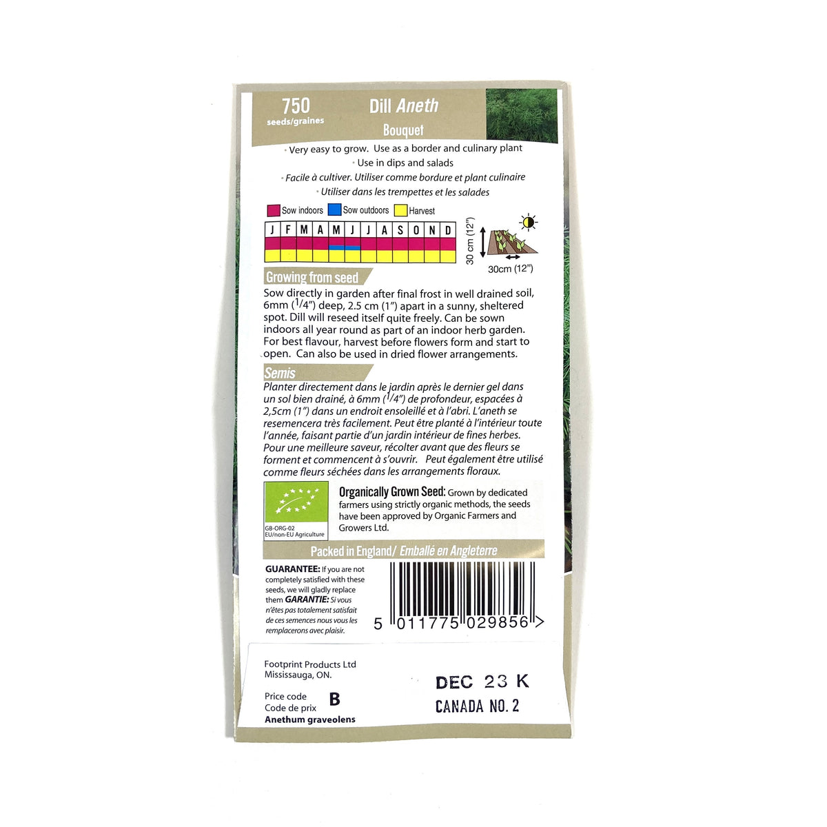 Dill - Bouquet Organic Seeds, Mr Fothergill's - Floral Acres Greenhouse & Garden Centre