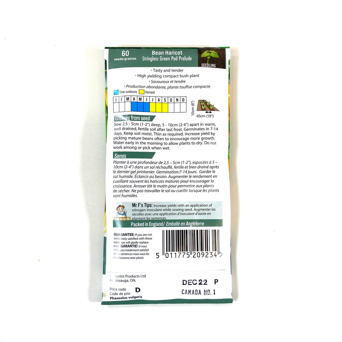 Bean Bush - Green Prelude Seeds, Mr Fothergill's - Floral Acres Greenhouse & Garden Centre