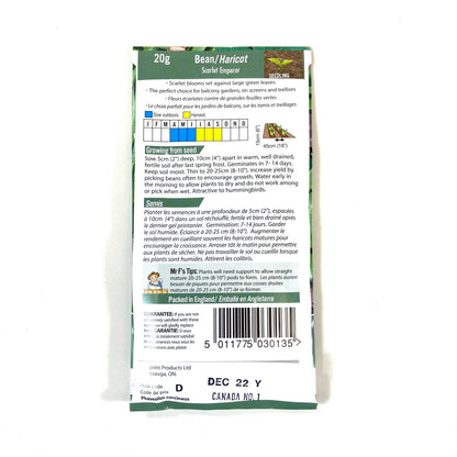 Bean Runner - Scrlt Emperor Seeds, Mr Fothergill's - Floral Acres Greenhouse & Garden Centre