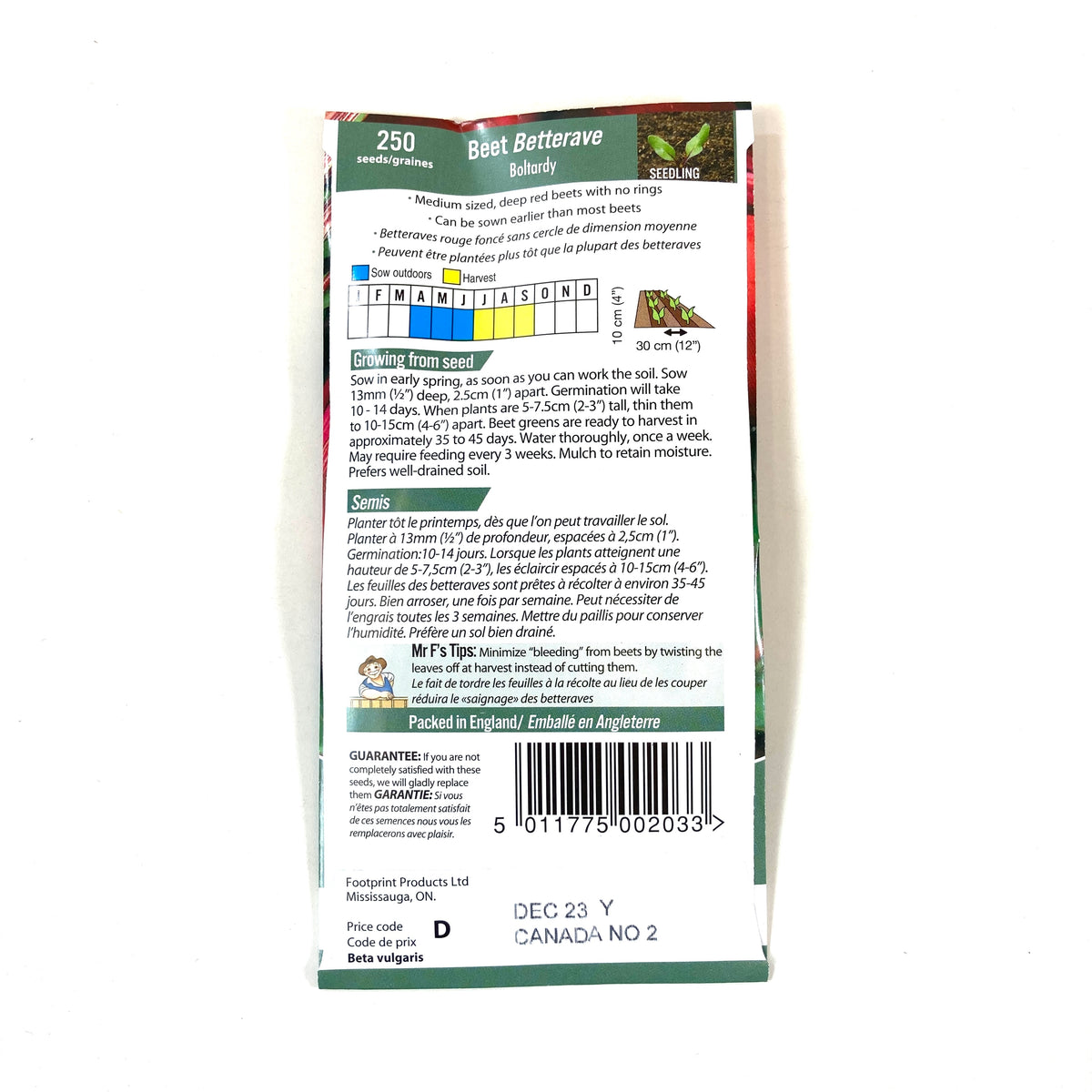 Beetroot - Boltardy Seeds, Mr Fothergill's - Floral Acres Greenhouse & Garden Centre
