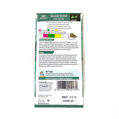 Broccoli - Green Sprouting Seeds, Mr Fothergill's - Floral Acres Greenhouse & Garden Centre