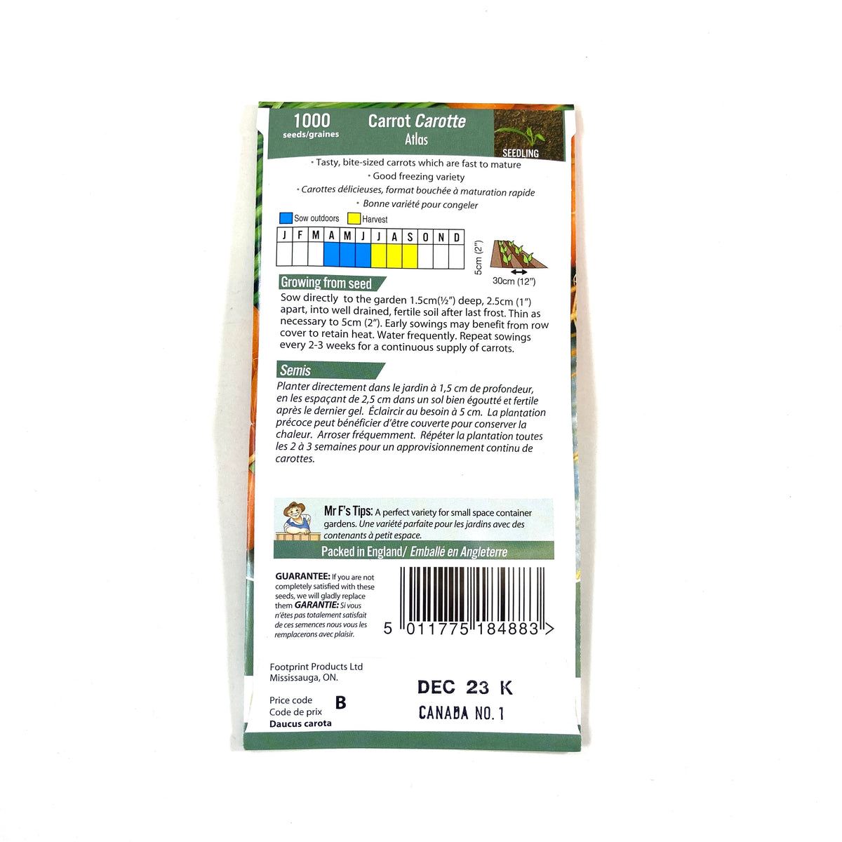 Carrot - Atlas Seeds, Mr Fothergill's - Floral Acres Greenhouse & Garden Centre