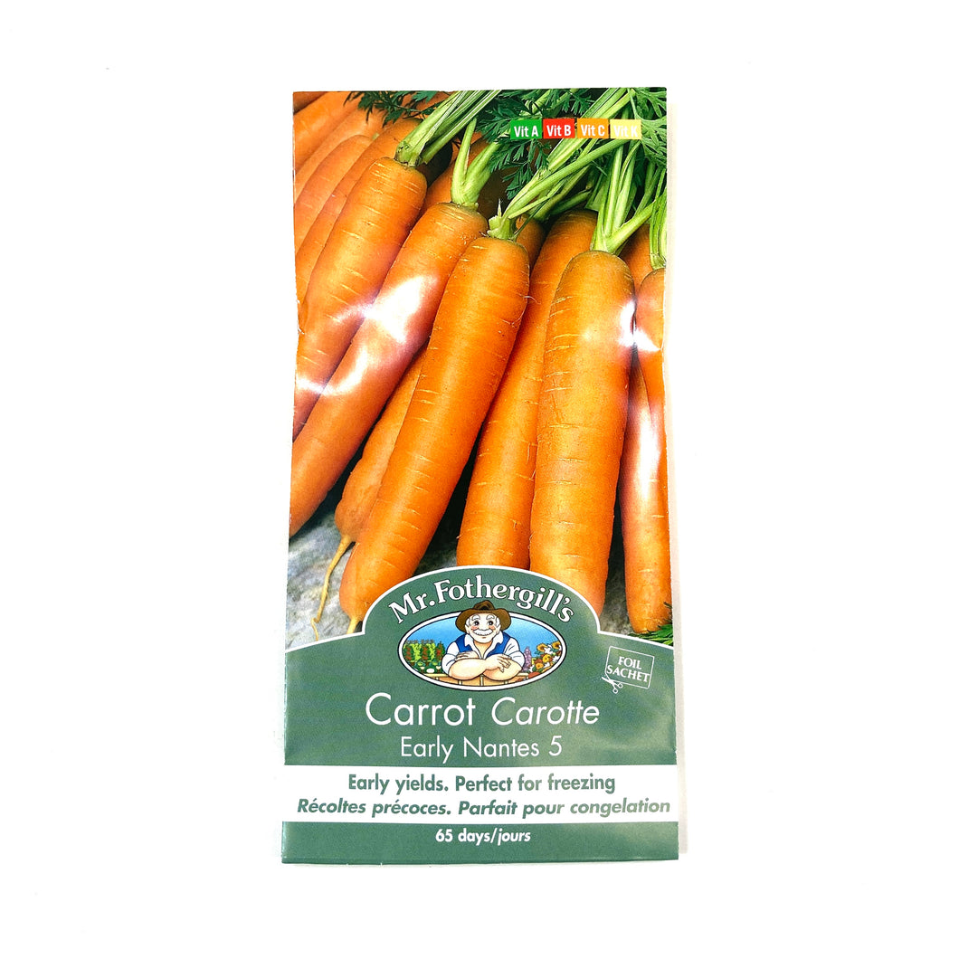 Carrot - Early Nantes 5 Seeds, Mr Fothergill's - Floral Acres Greenhouse & Garden Centre