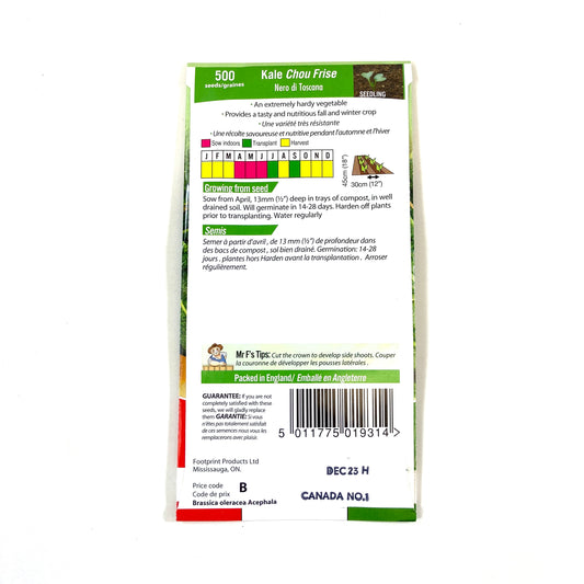Kale - Nero di Toscana Seeds, Mr Fothergill's - Floral Acres Greenhouse & Garden Centre