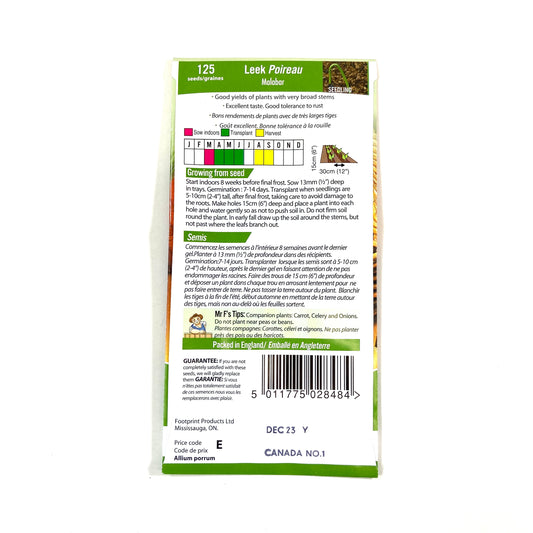 Leek - Malabar Seeds, Mr Fothergill's - Floral Acres Greenhouse & Garden Centre